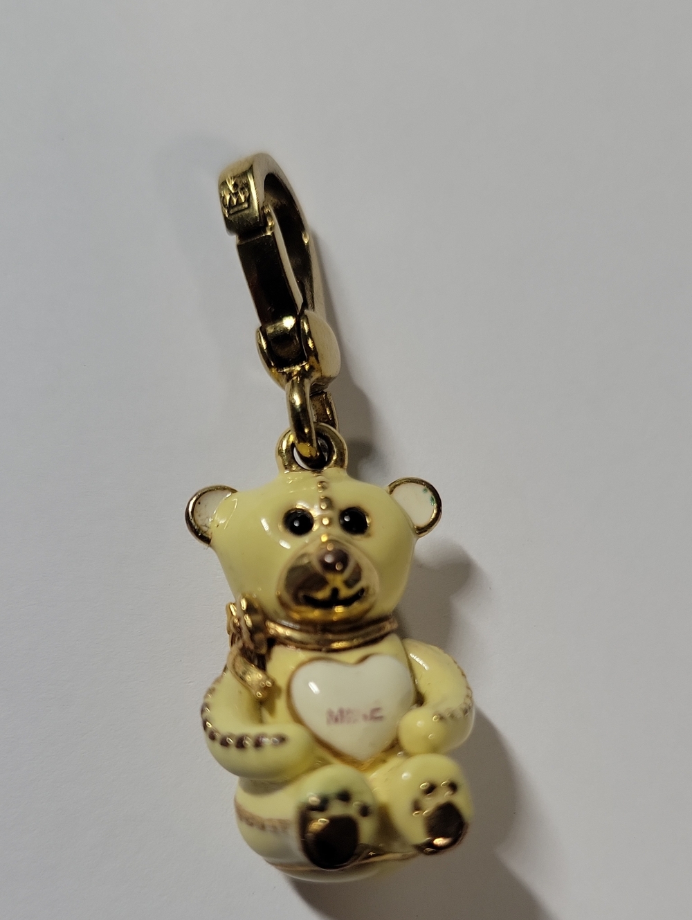 Y2K Juicy Yellow Teddy Bear Charm with Heart Accent